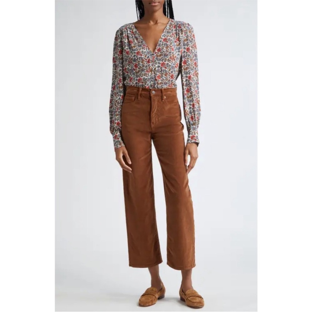 Veronica Beard Crosbie wide straight leg Crop Corduroy Pants 32